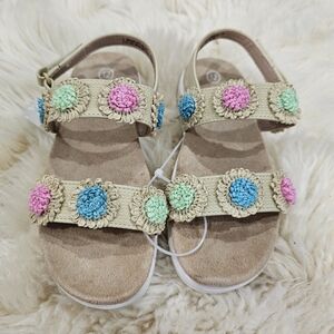 SOLD - Cat & Jack Beige Sandals with Colorful Crochet Circles